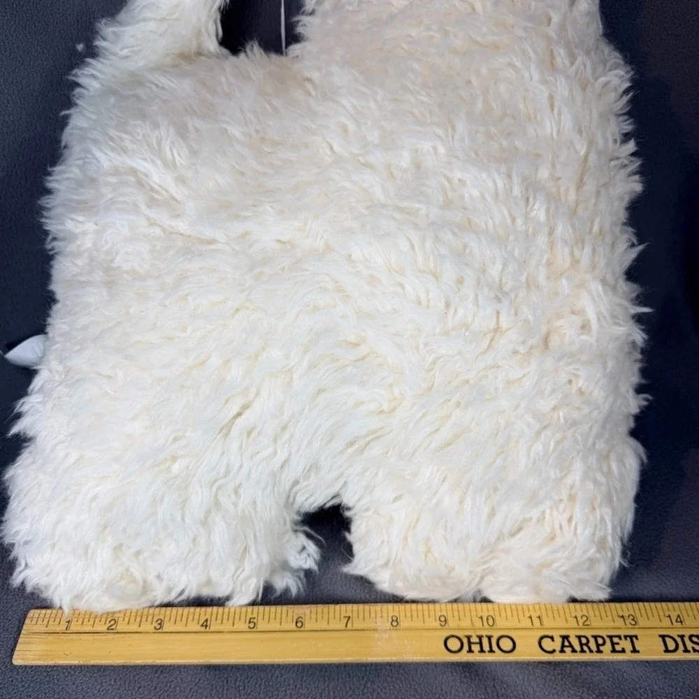Urban Outfitters UO Home Furry Cat Pillow White Shag Plush Throw NWT